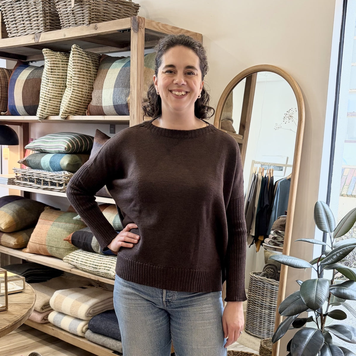Pure Merino Boxy Split Knit / Espresso