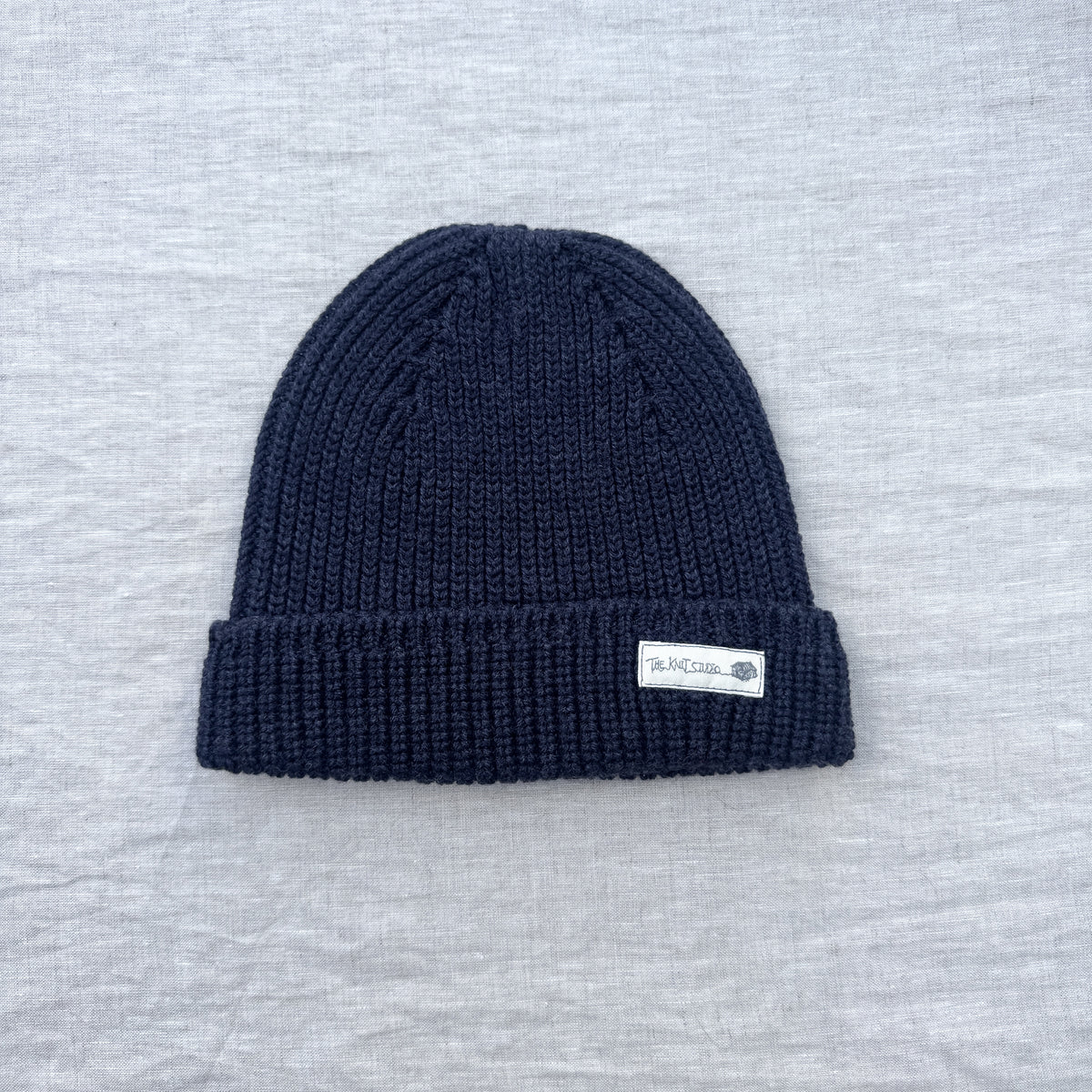 Ribbed Merino Beanie / Blue Ink