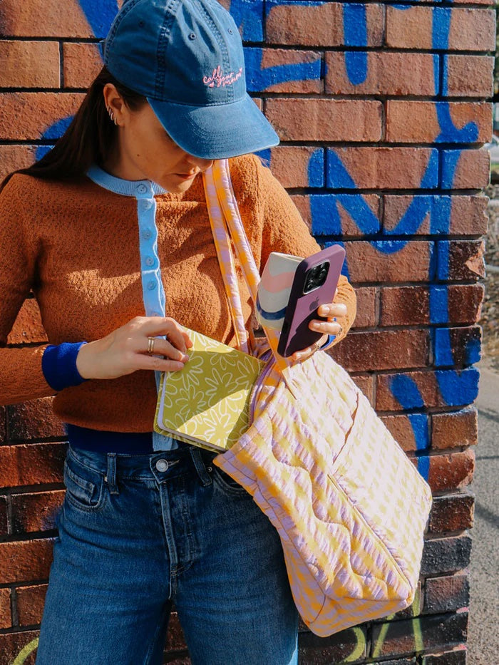 Kumquat Bloom Seersucker Quilted Bag