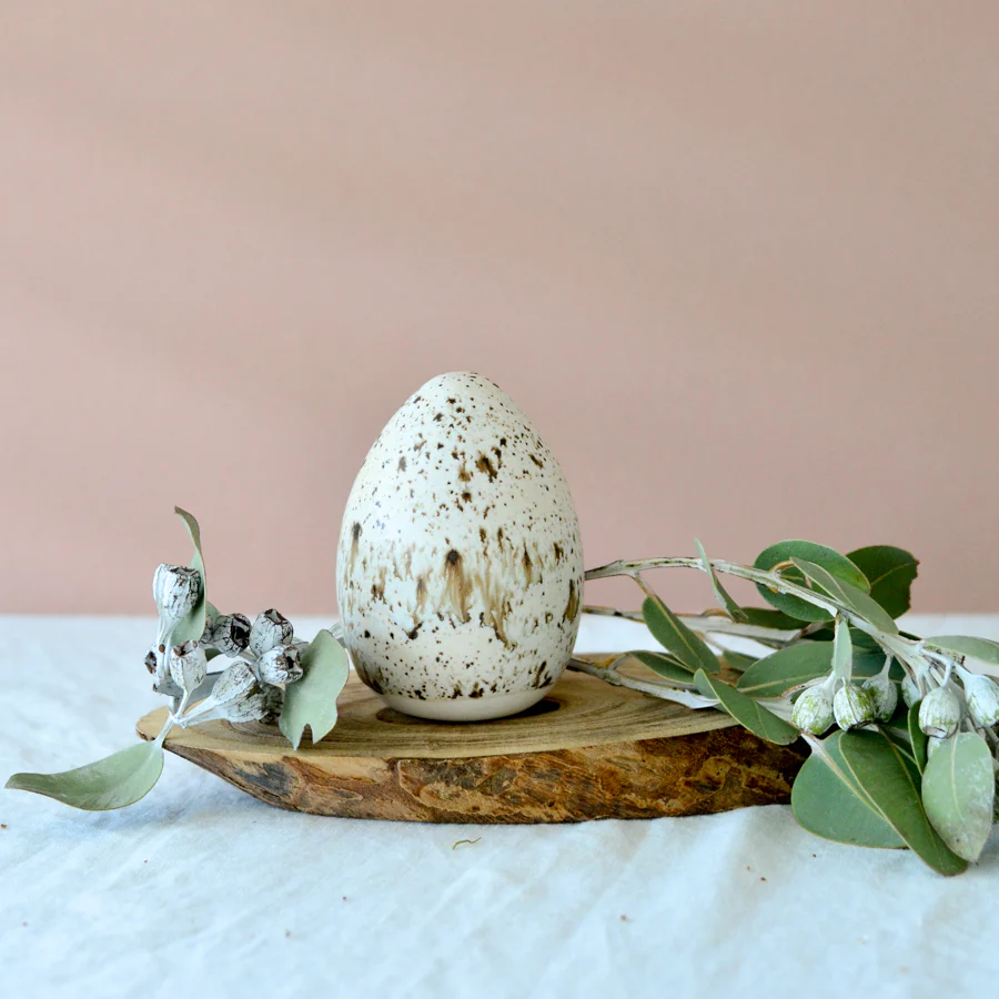 Ceramic Easter Egg Decoration / Spotted Gum