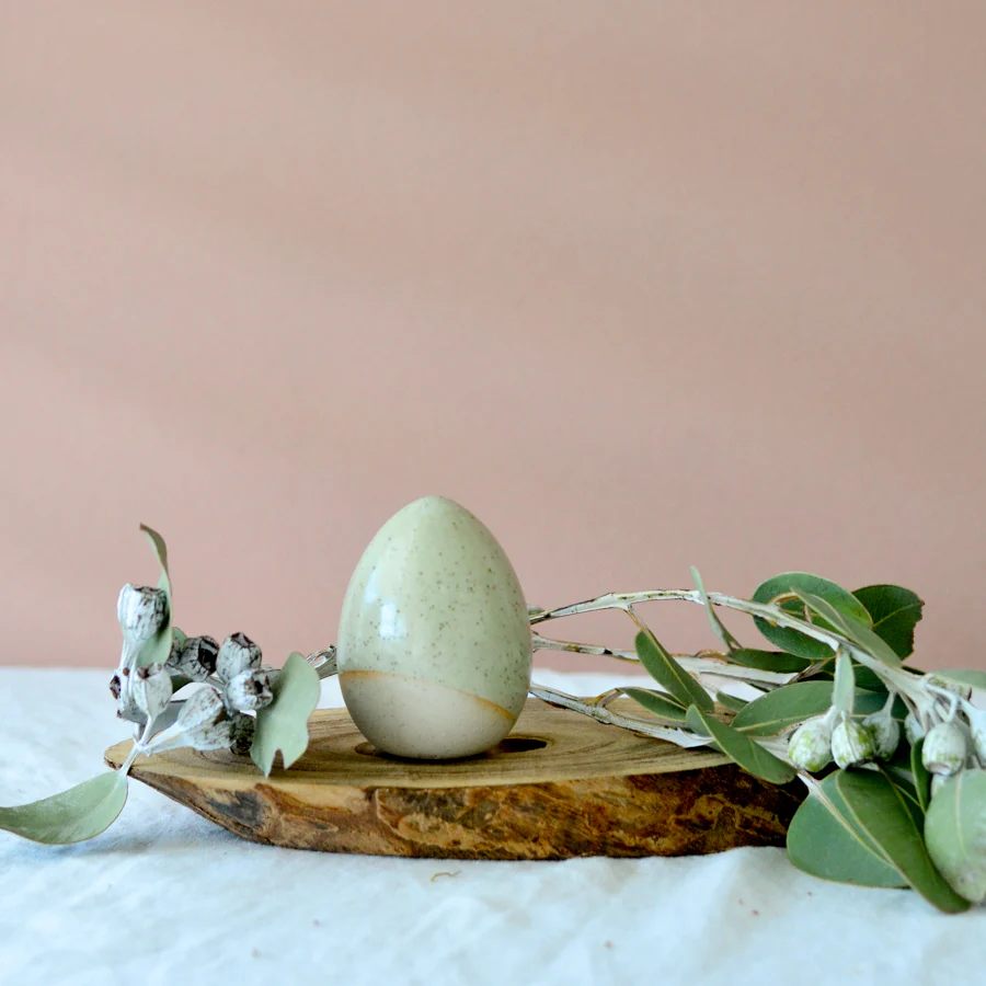 Ceramic Easter Egg Decoration / Speckled Green