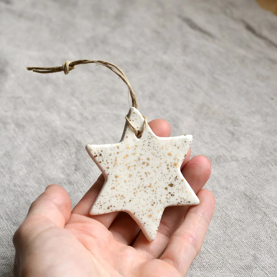 Ceramic Star Ornament Large / Gold Lustre