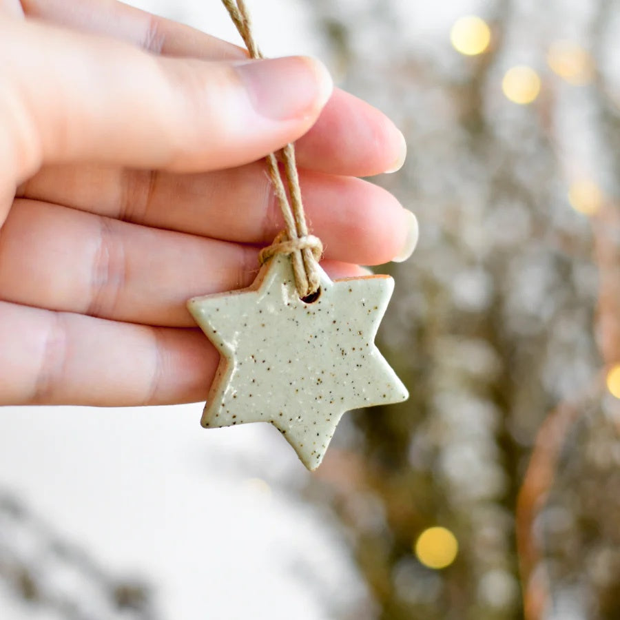 Ceramic Star Ornament Small / Speckled Green