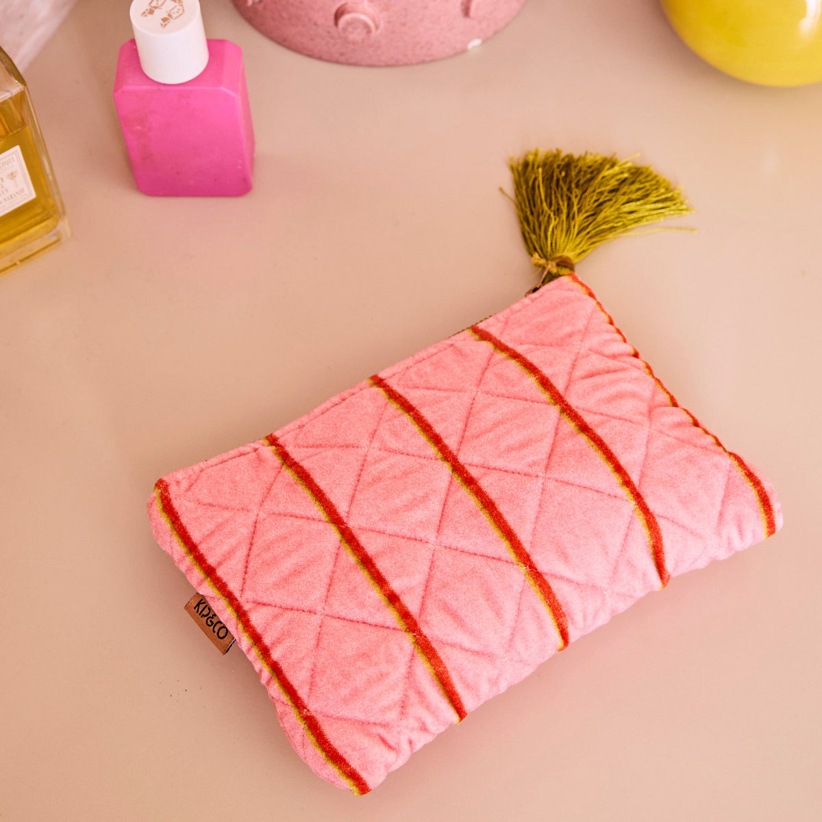 Wategos Soiree Stripe Velvet Cosmetics Purse