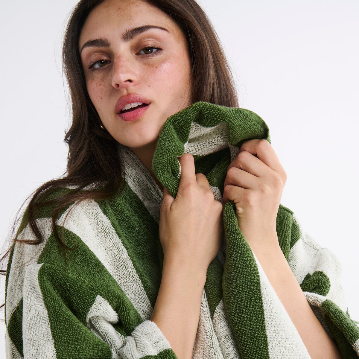 Moss Stripe Terry Bath Robe