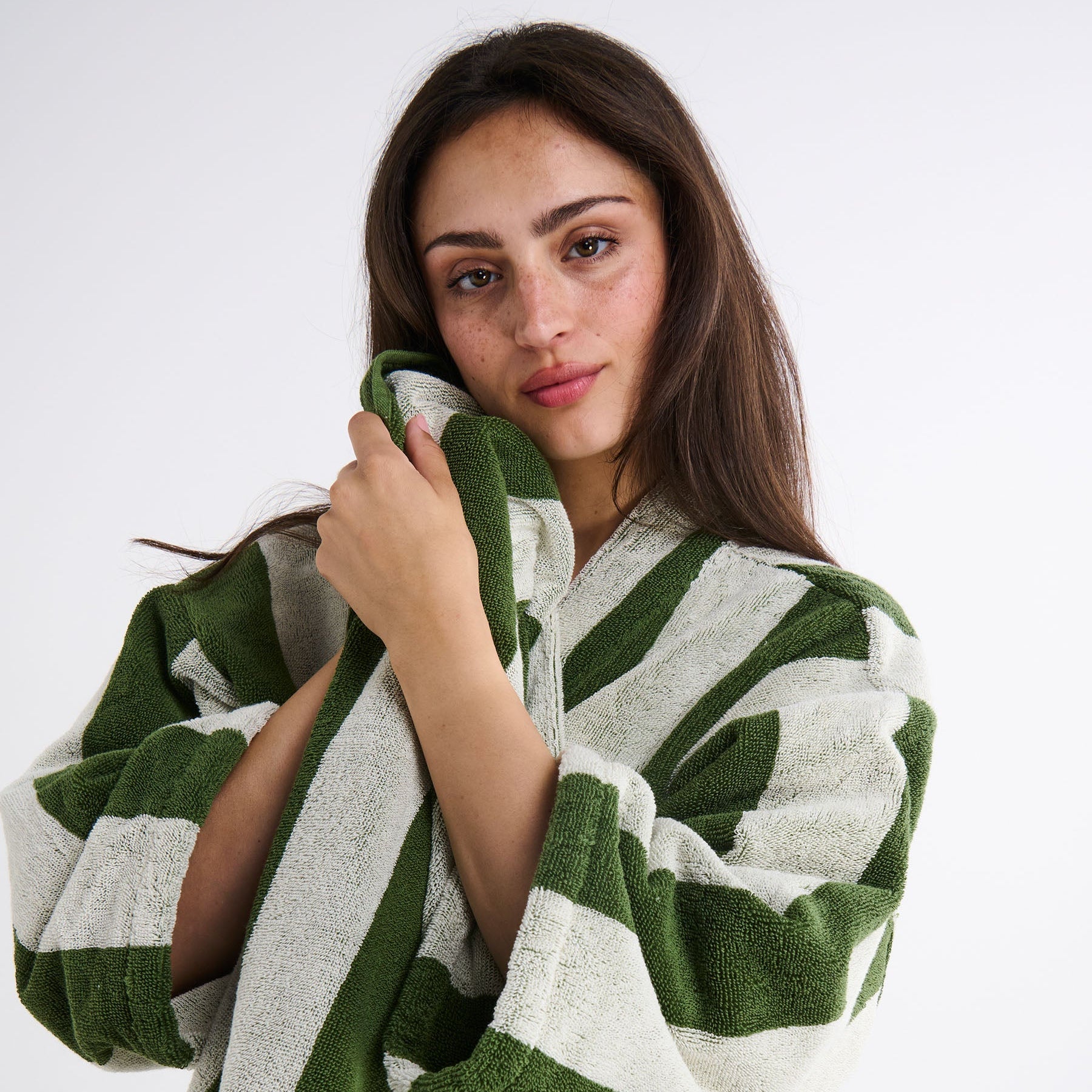 Moss Stripe Terry Bath Robe