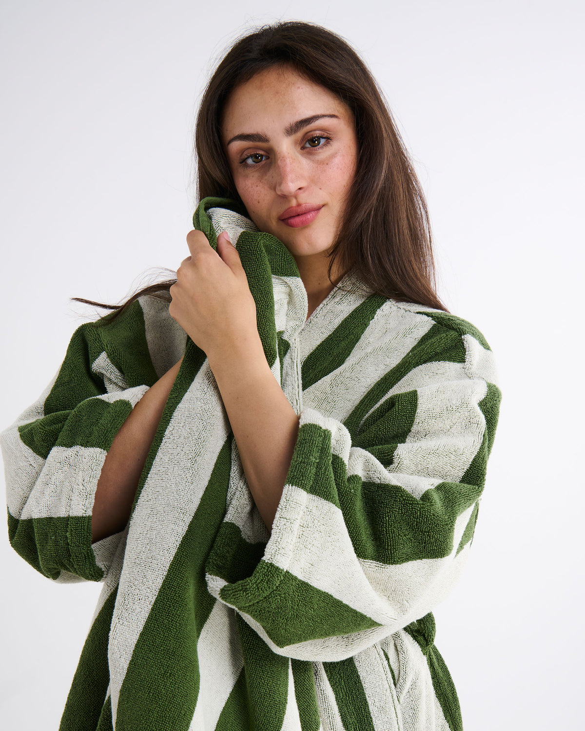 Moss Stripe Terry Bath Robe
