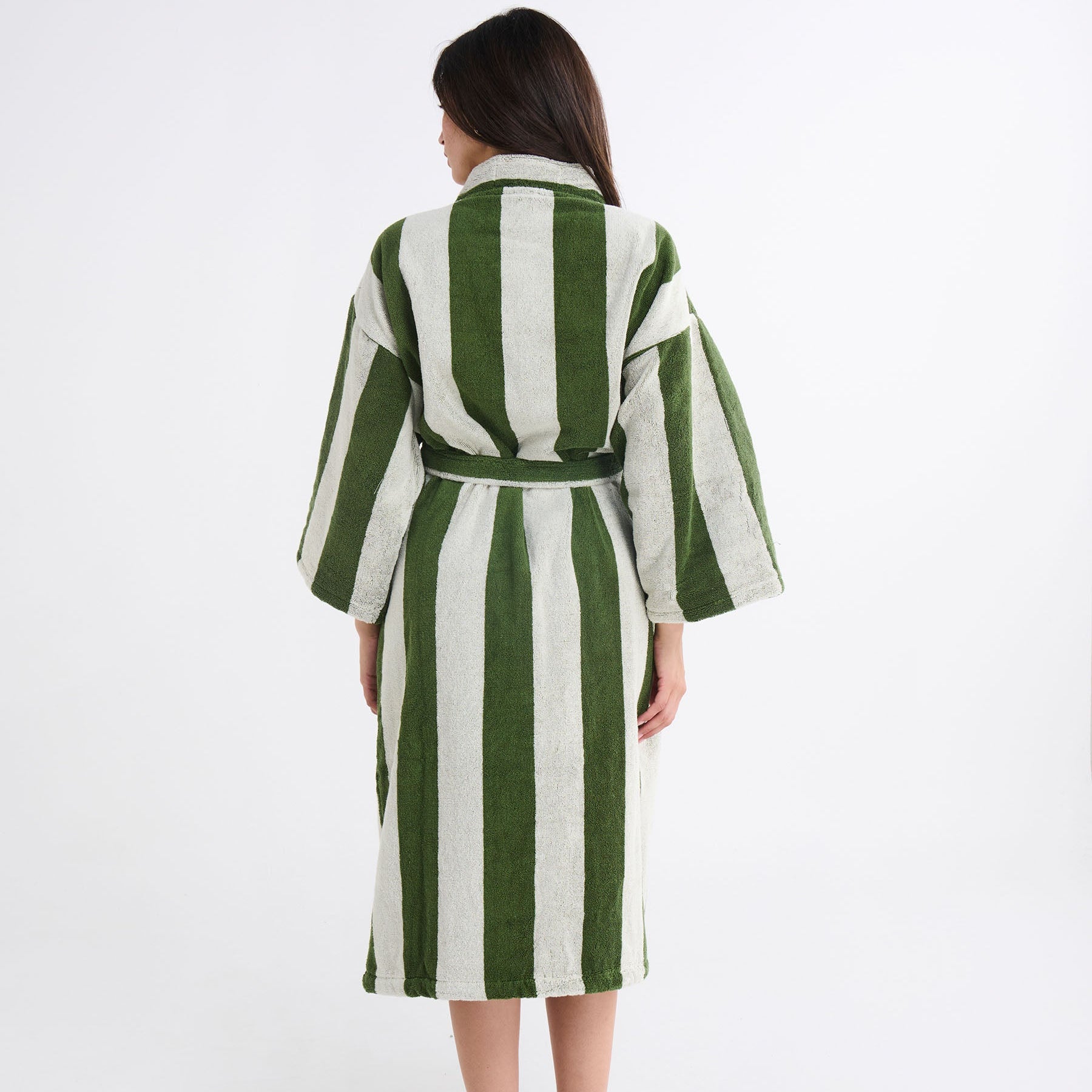 Moss Stripe Terry Bath Robe