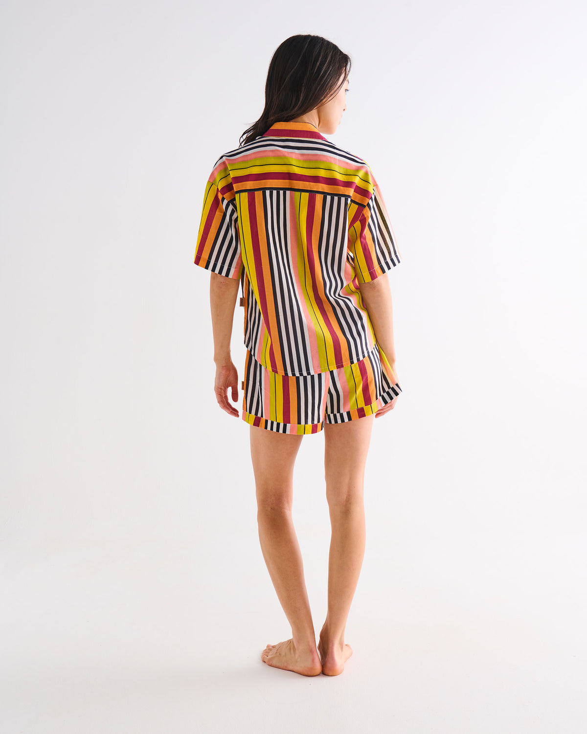 Casablanca Stripe Cotton Shirt &amp; Shorts Pyjama Set