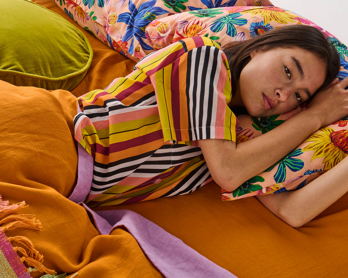 Casablanca Stripe Cotton Shirt &amp; Shorts Pyjama Set