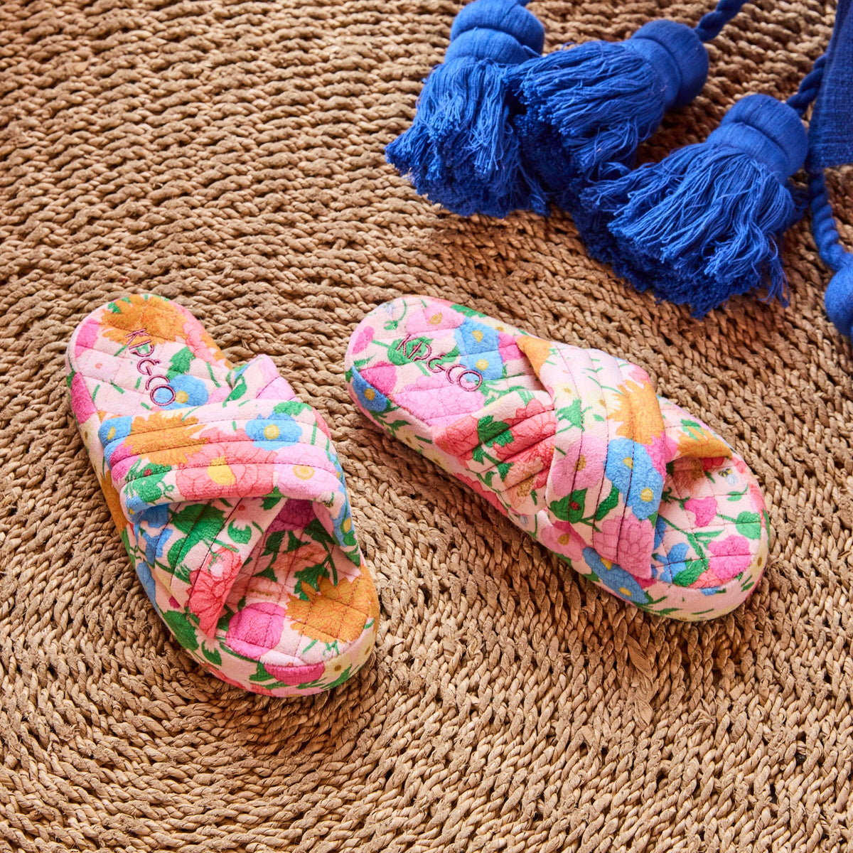 Follow The Sun Quilted Velvet Adult Slippers