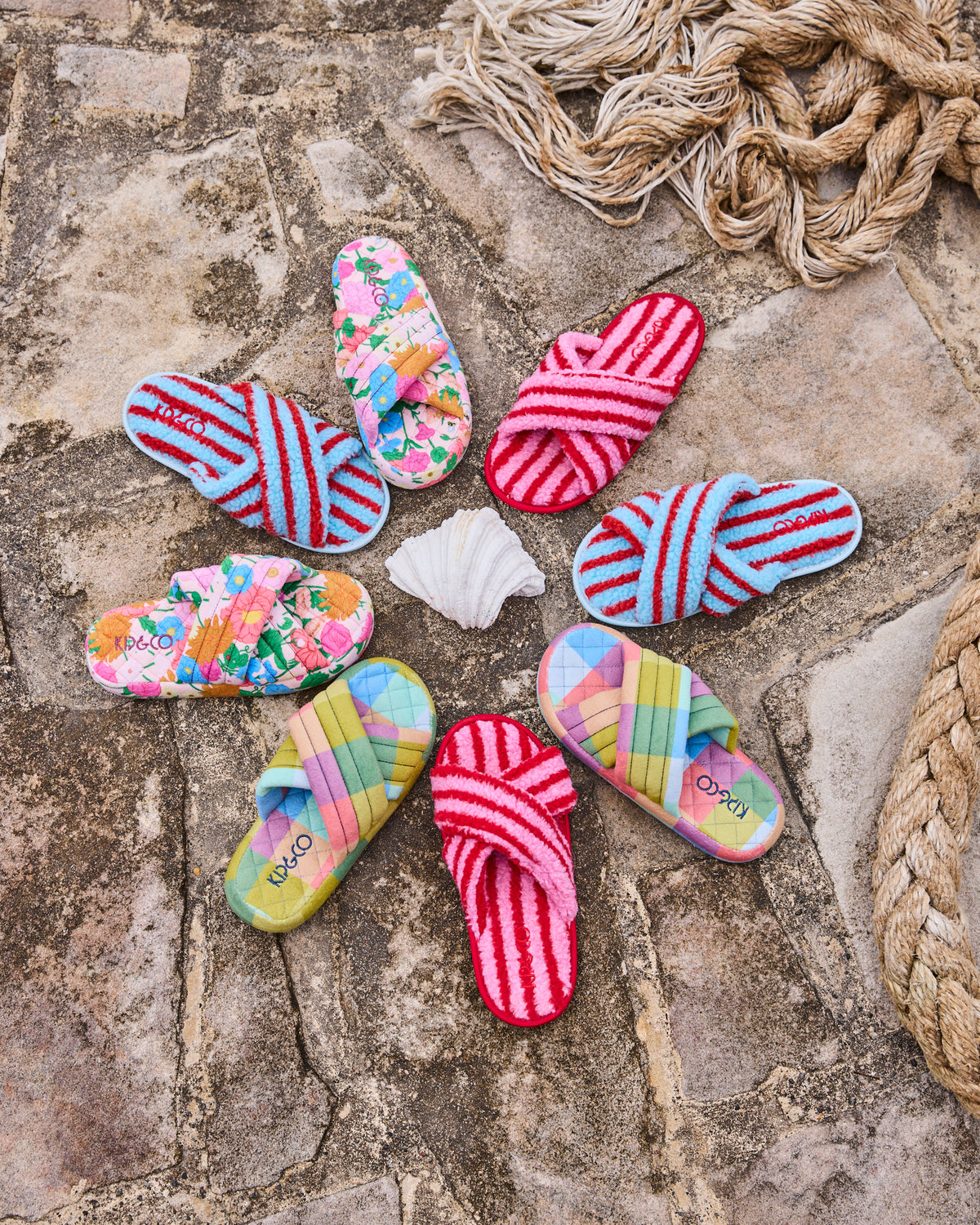 Candy Stripe Sherpa Adult Slippers