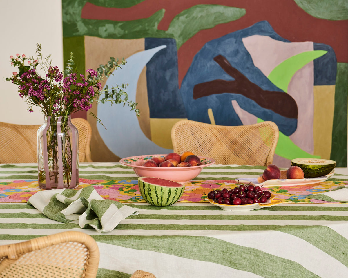 Moss Stripe Rectangular Tablecloth