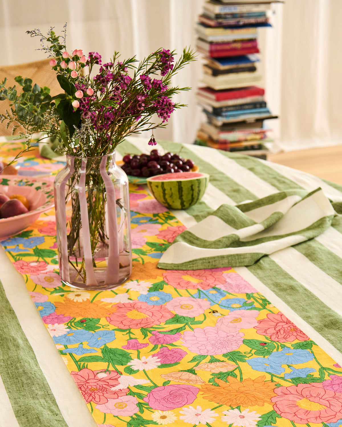 Moss Stripe Rectangular Tablecloth