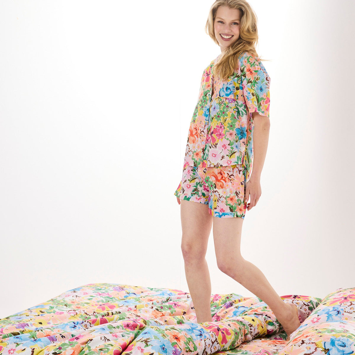 Alfresco Cotton Short Sleeve Shirt & Short Pyjama Set
