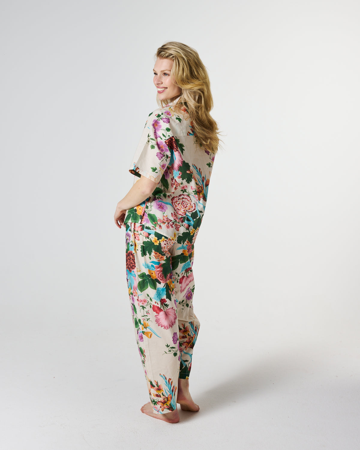 Belle Floral Cotton Short Slv Shirt & Pant Pj Set