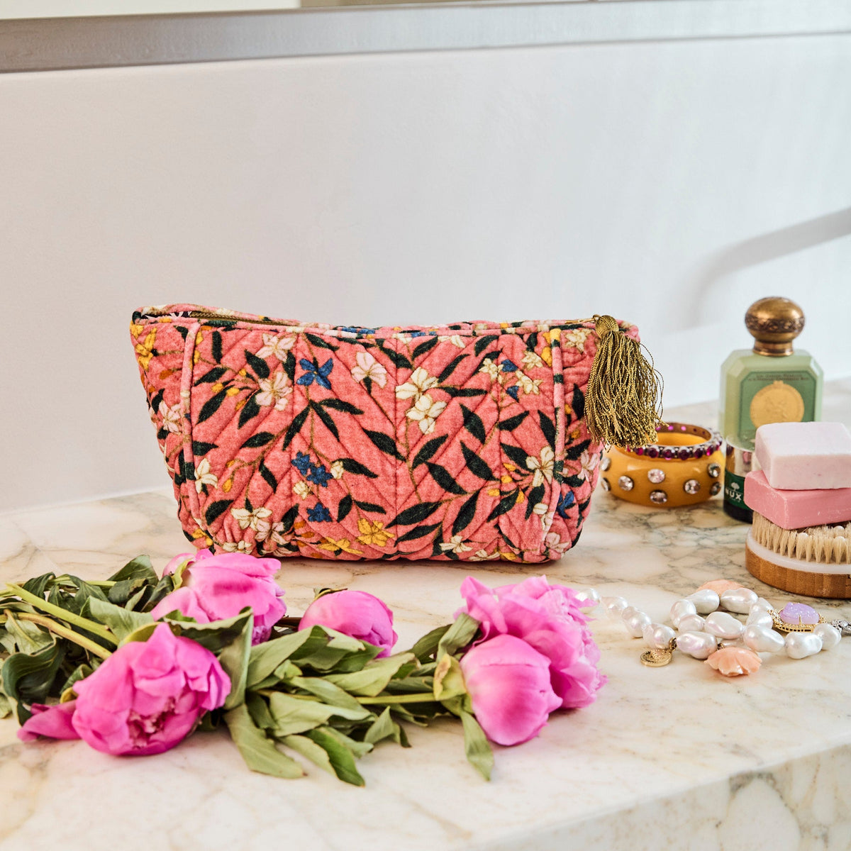 Canopy Rose Velvet Toiletry Bag