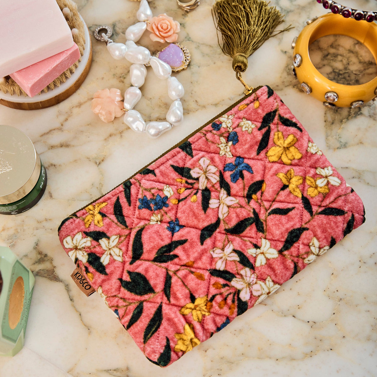 Canopy Rose Velvet Cosmetics Purse