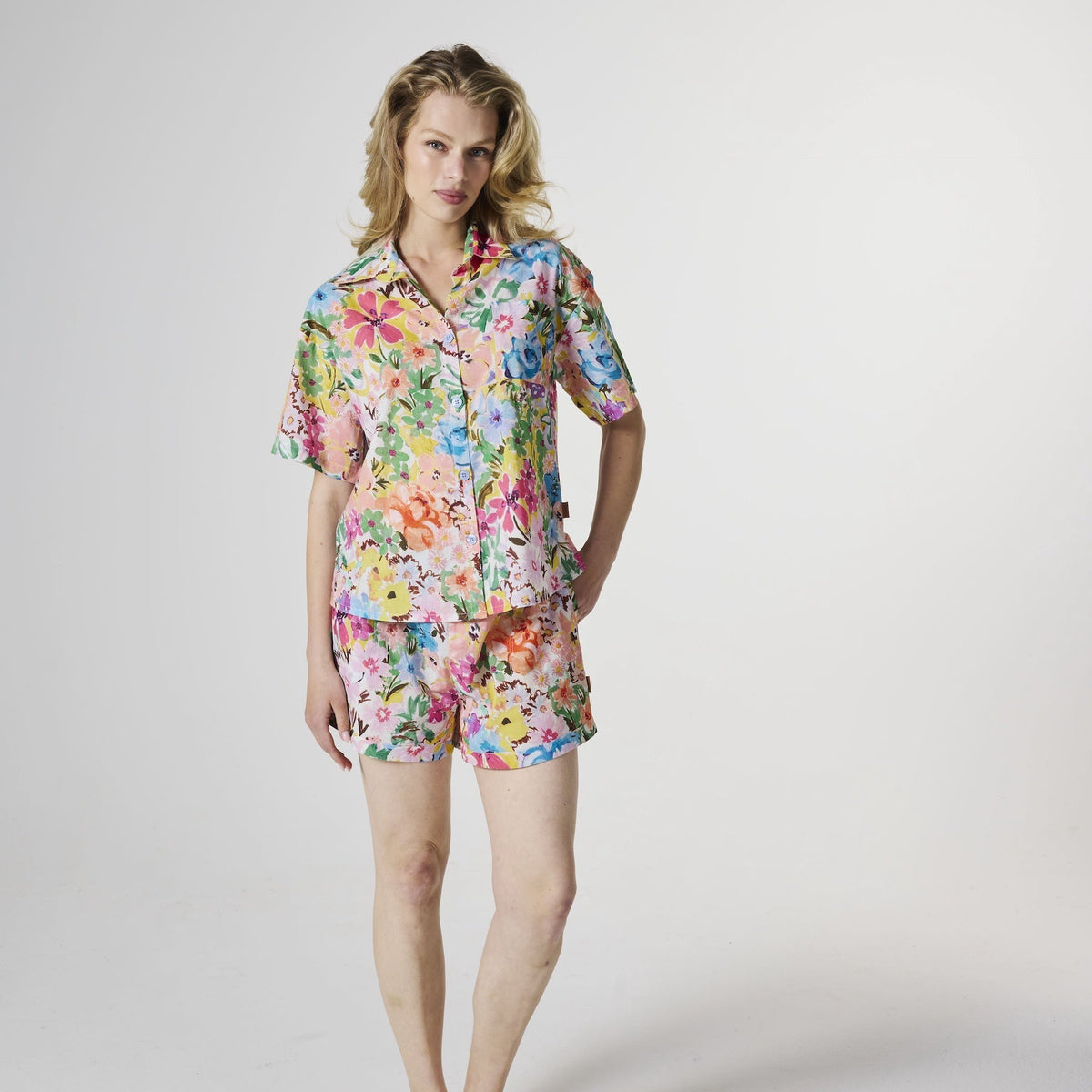 Alfresco Cotton Short Sleeve Shirt & Short Pyjama Set