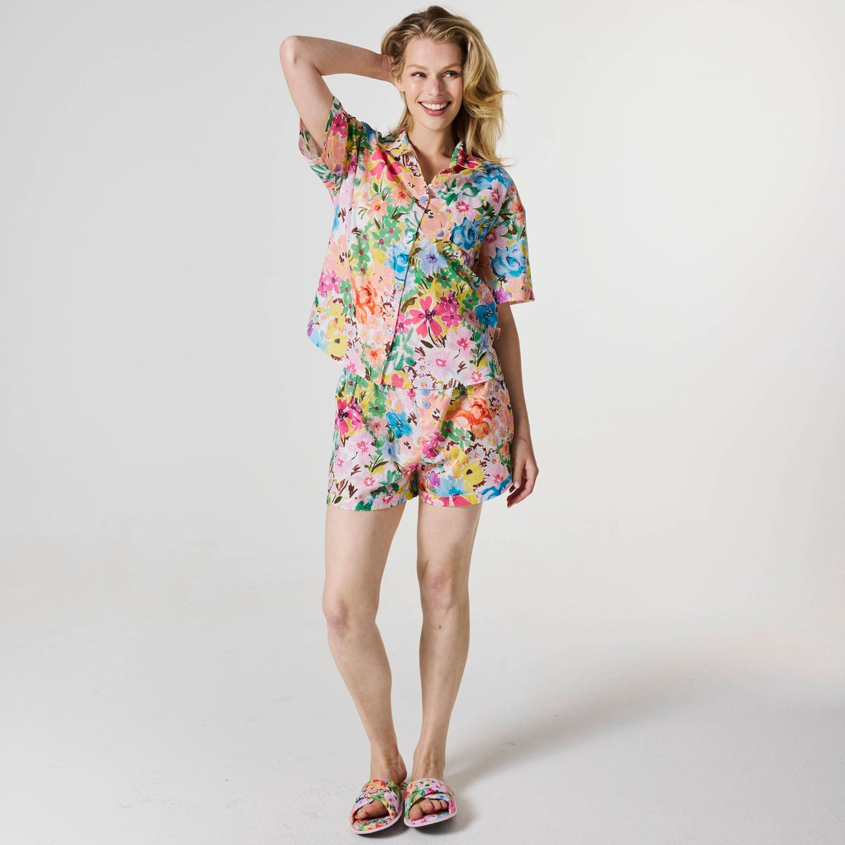 Alfresco Cotton Short Sleeve Shirt & Short Pyjama Set