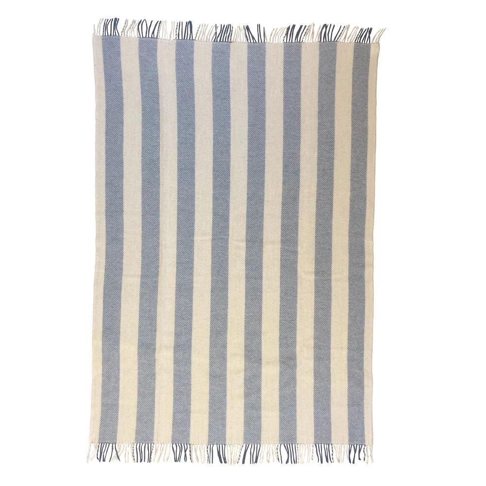 Gotland Vertical Stripe Wool Throw / Heavenly Blue