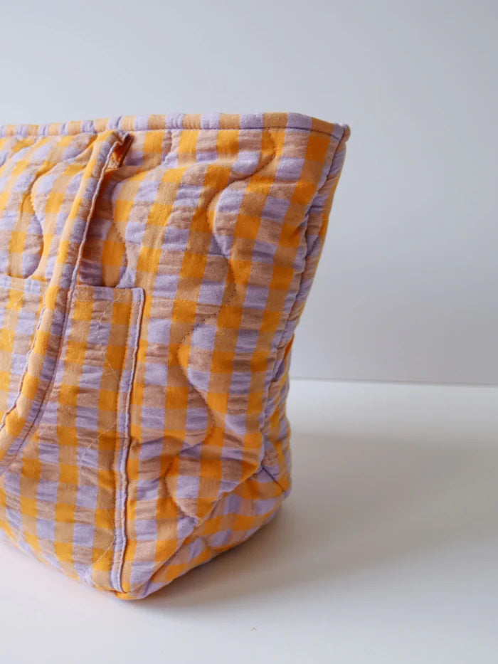 Kumquat Bloom Seersucker Quilted Bag