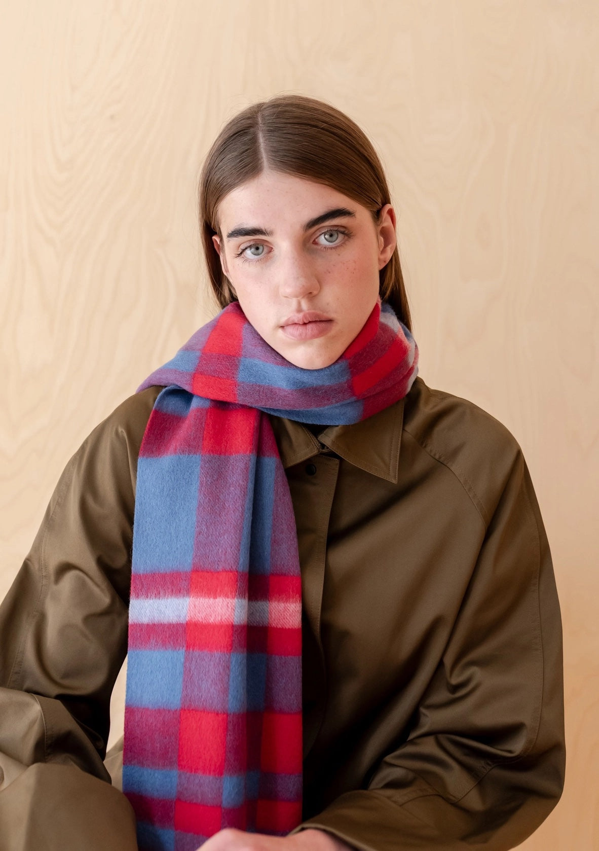 Lambswool Oversized Scarf / Blue Modern Tartan