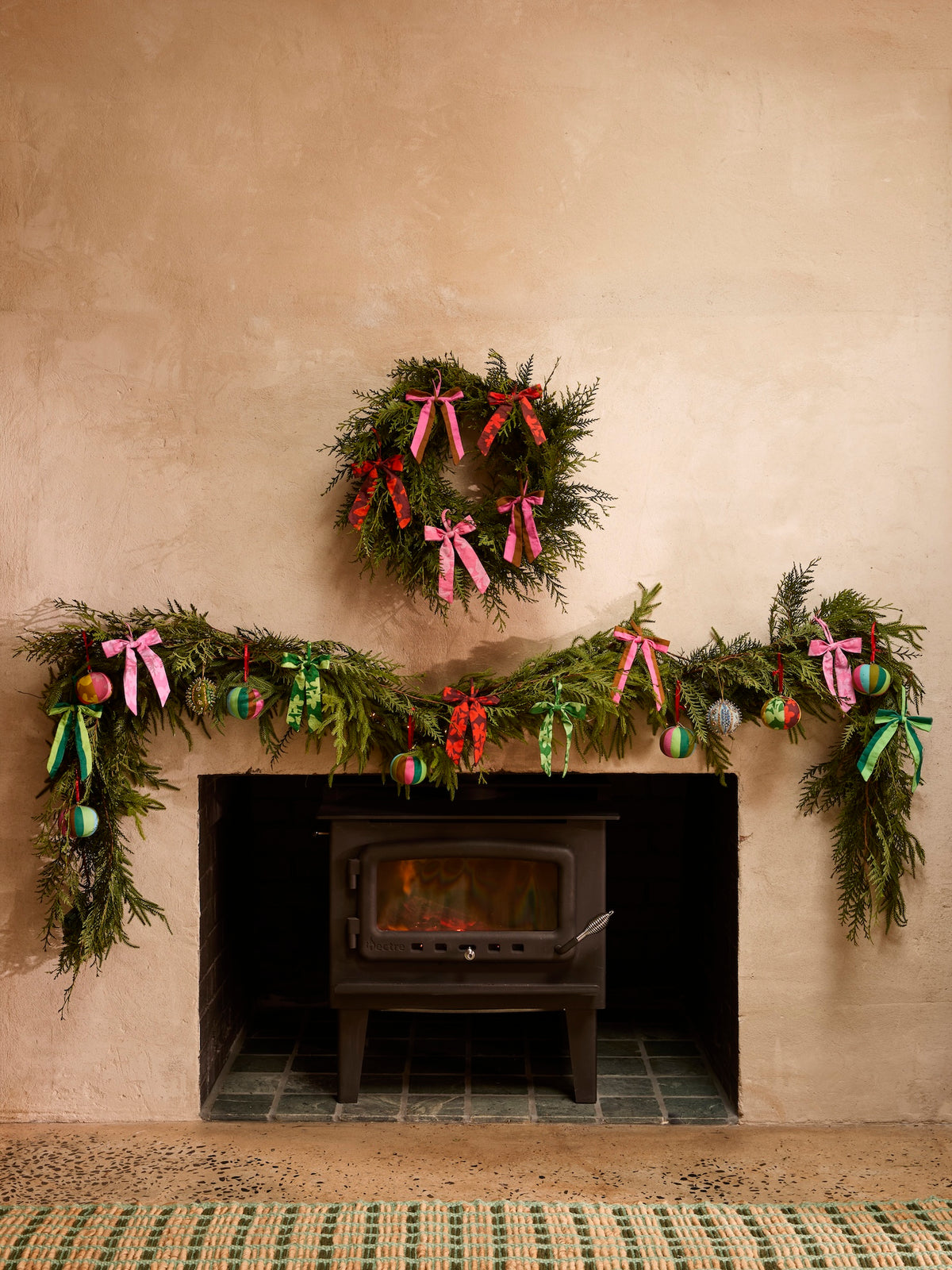 Mixed Pink Bow Christmas Decoration Set