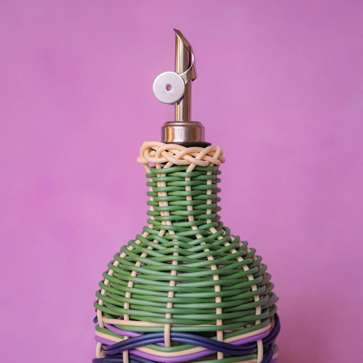 Woven Oil Pourer / Green & Brown