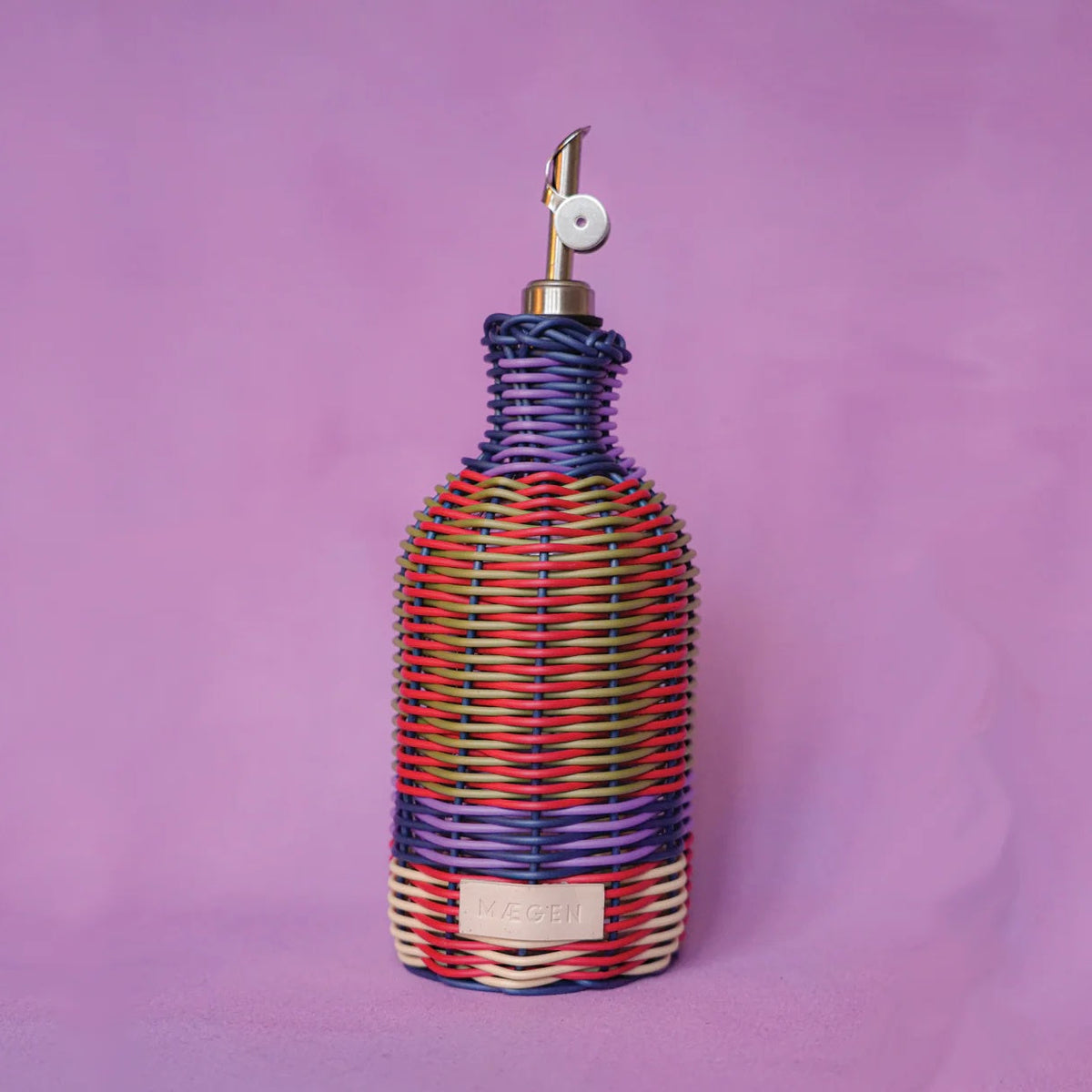 Woven Oil Pourer / Red & Olive