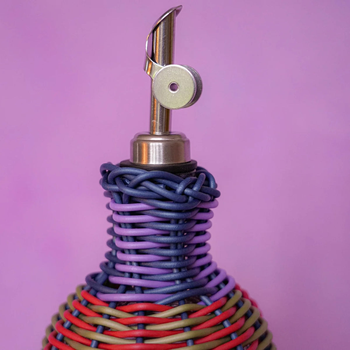 Woven Oil Pourer / Red & Olive