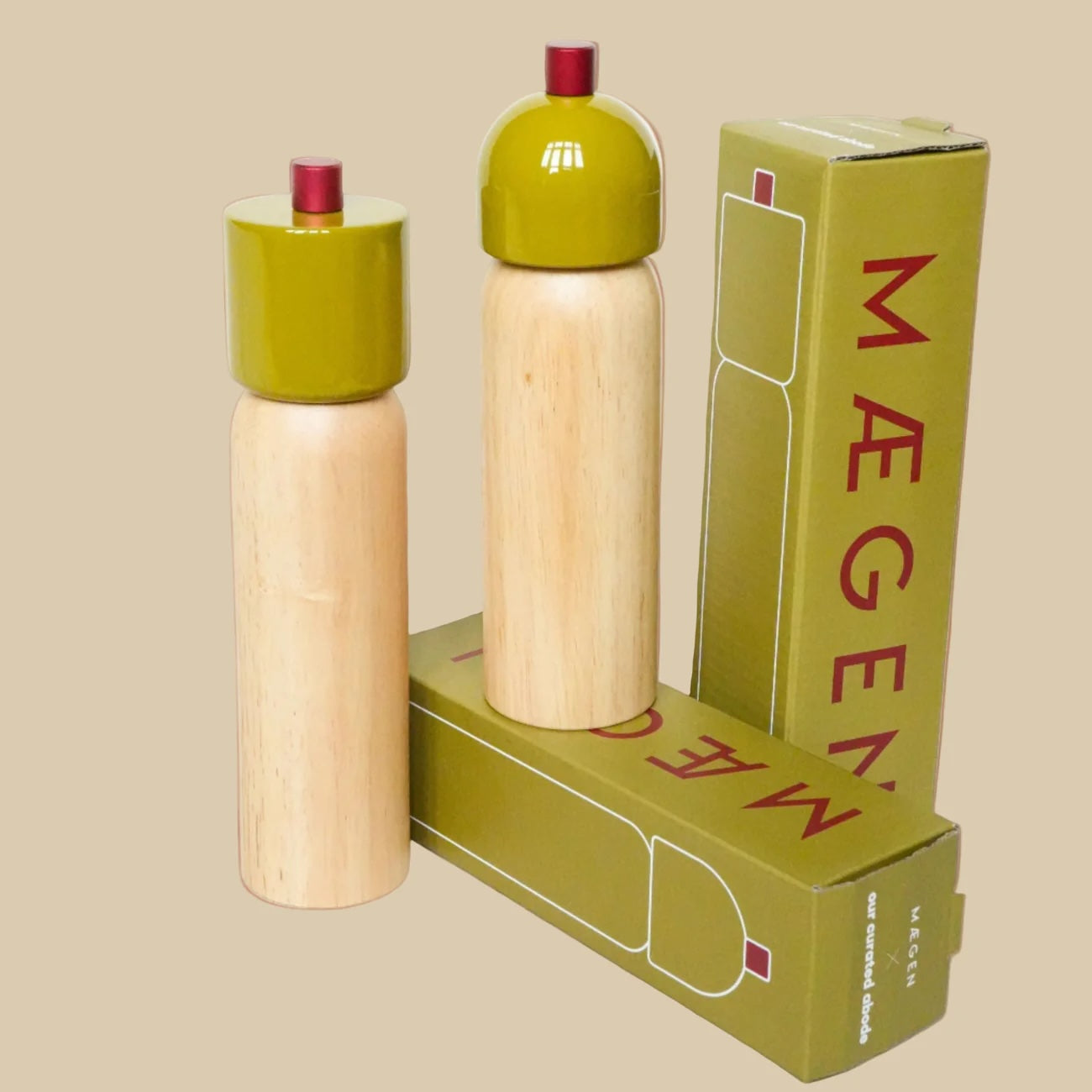 Salt & Pepper Grinder / Olive & Red