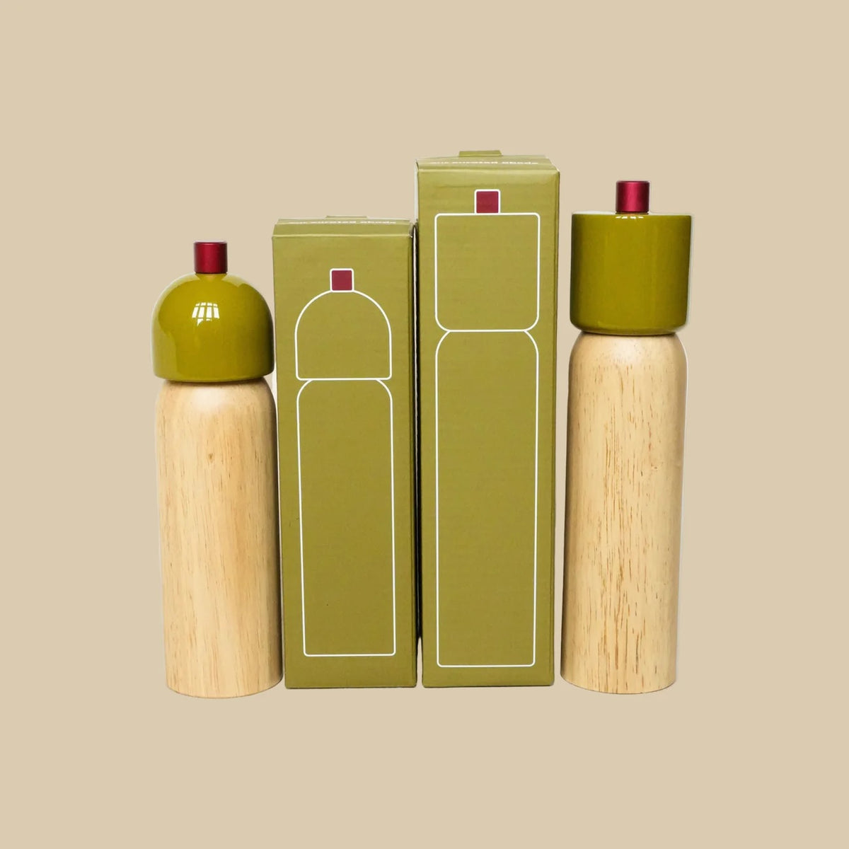 Salt & Pepper Grinder / Olive & Red