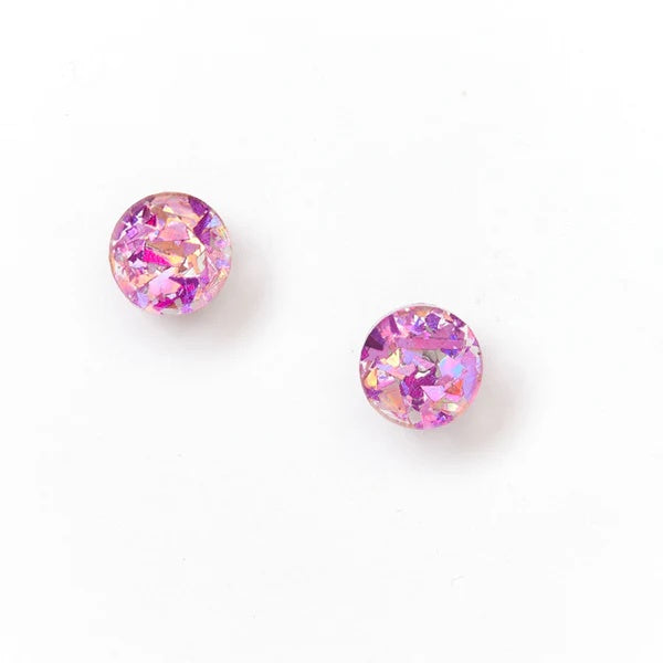 Mini Circle Stud Earrings / Mauve