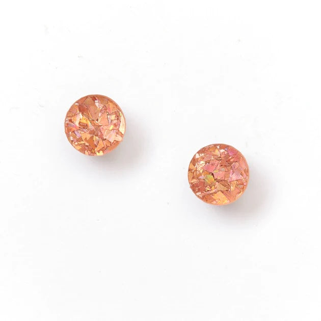 Mini Circle Stud Earrings / Pink