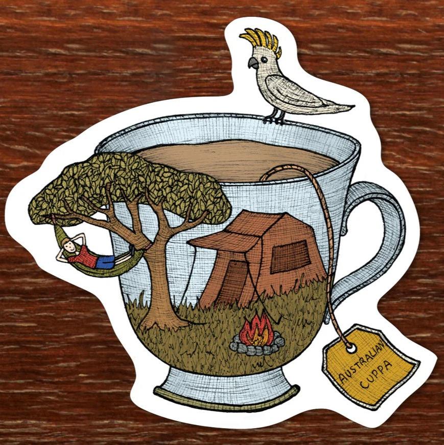 Camping Teacup Magnet