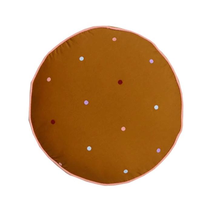 Mocha Dot Round Cushion