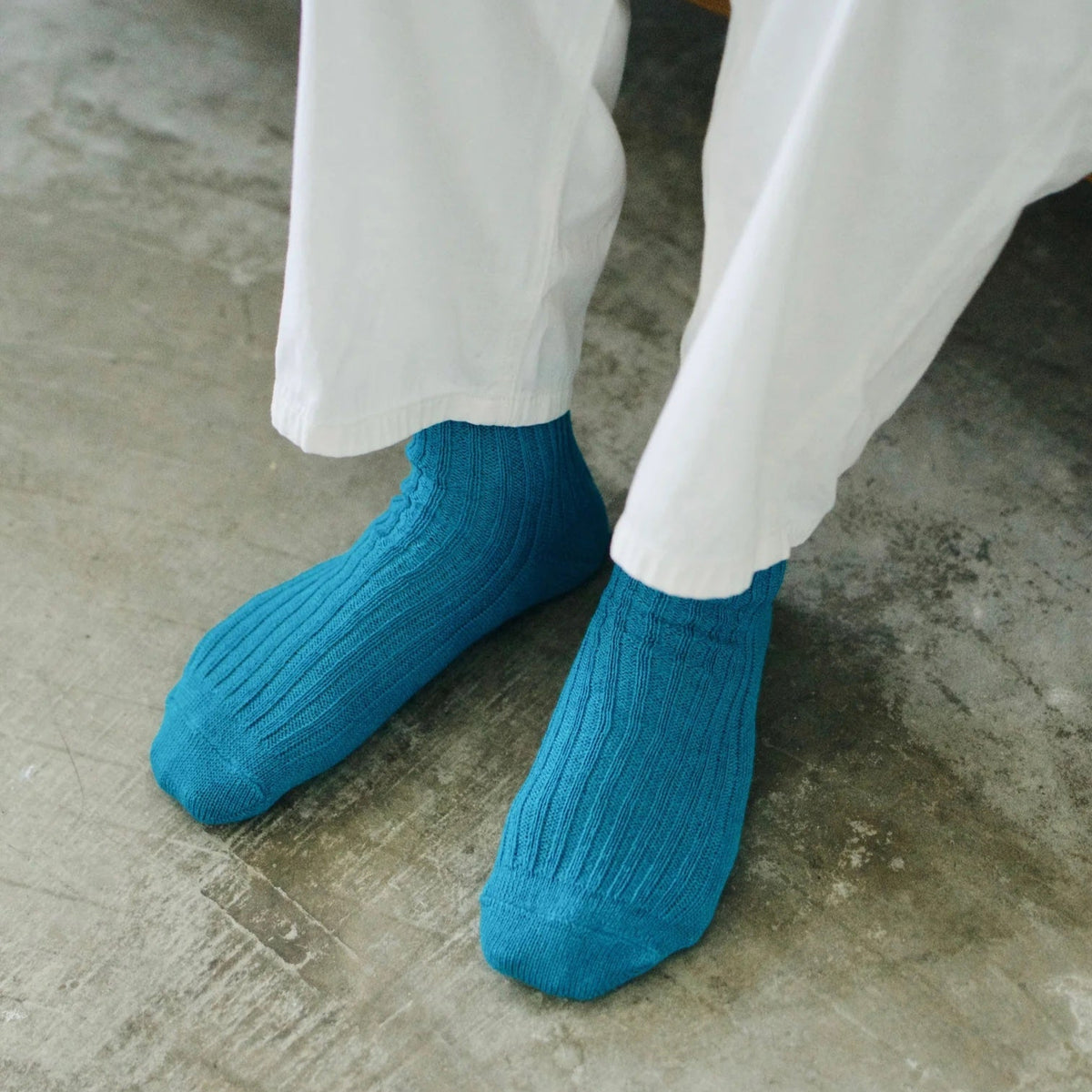 Praha Linen Ribbed Sock / Tenkawa River