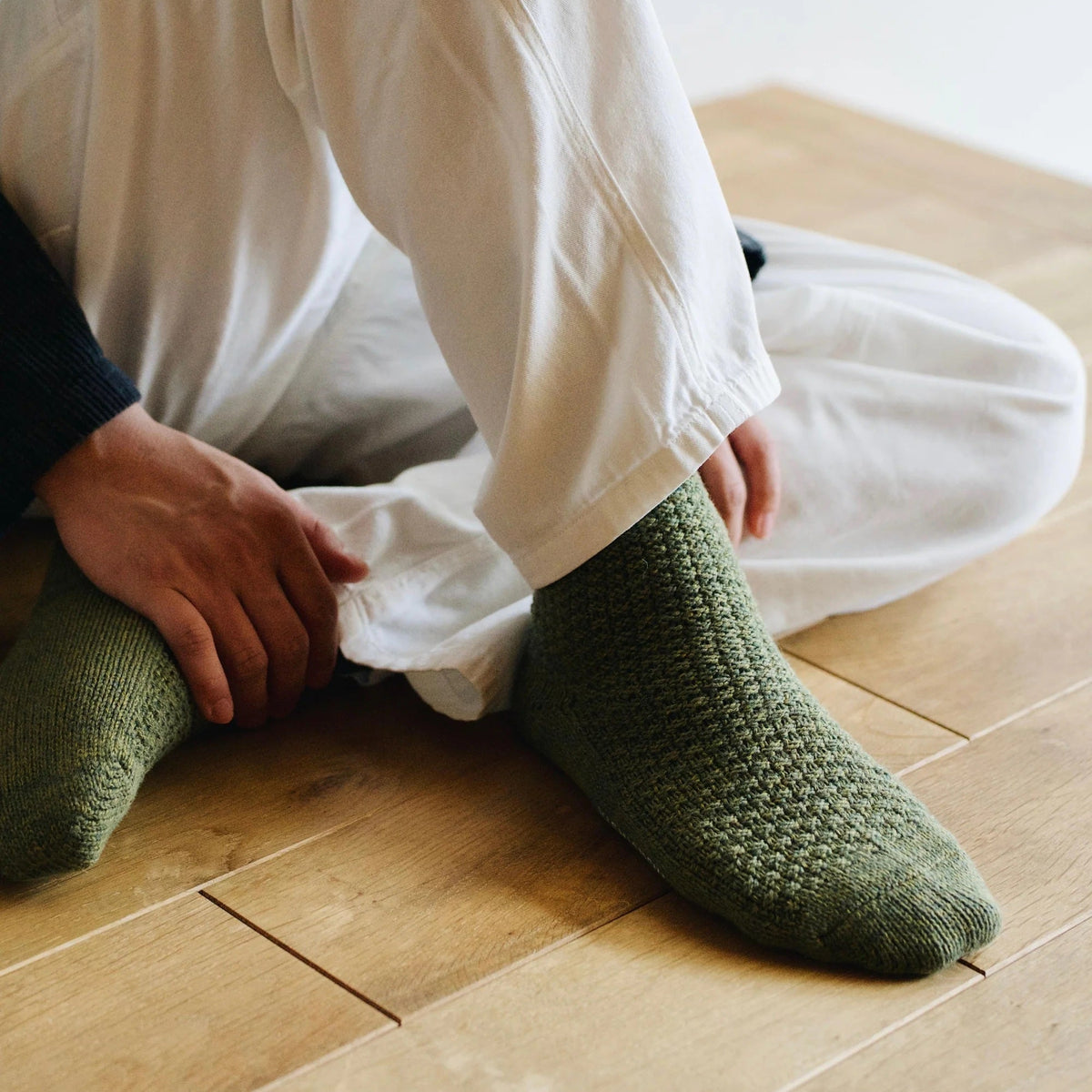 Wool Cotton Boot Socks / Moss Green