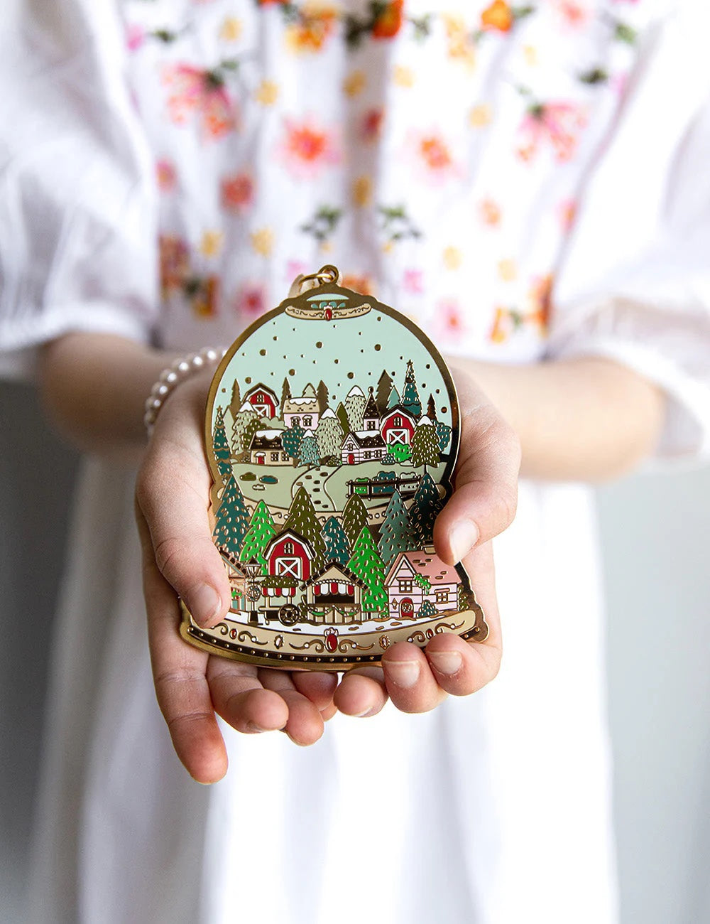 Fine Enamel Christmas Ornament / Snowglobe