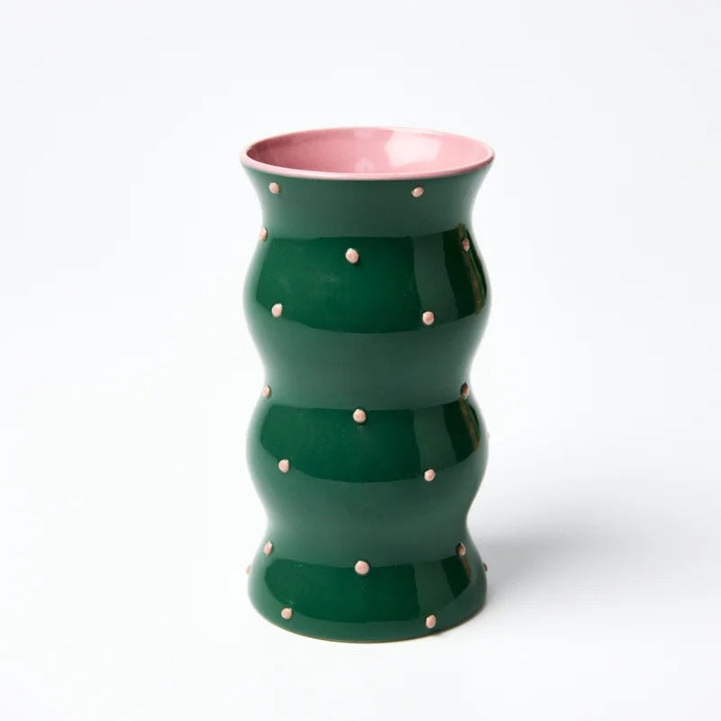 Palma Green Pink Dotty Vase