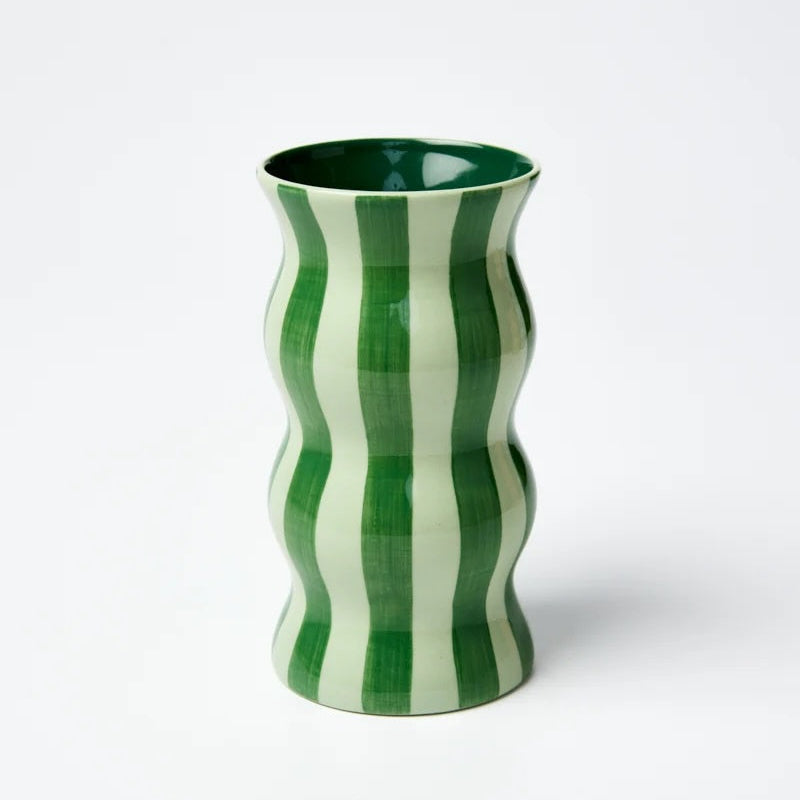 Palma Tonal Green Stripe Vase