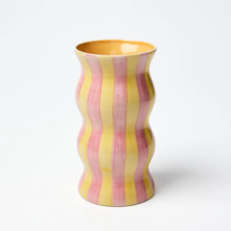 Palma Yellow Pink Stripe Vase