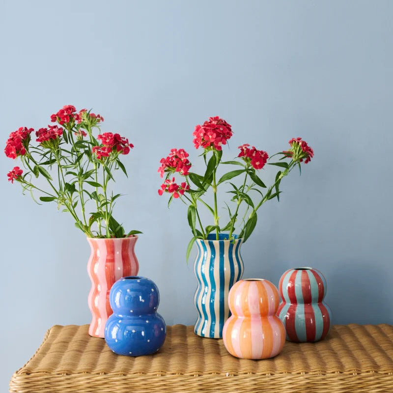 Palma Red Pink Stripe Vase