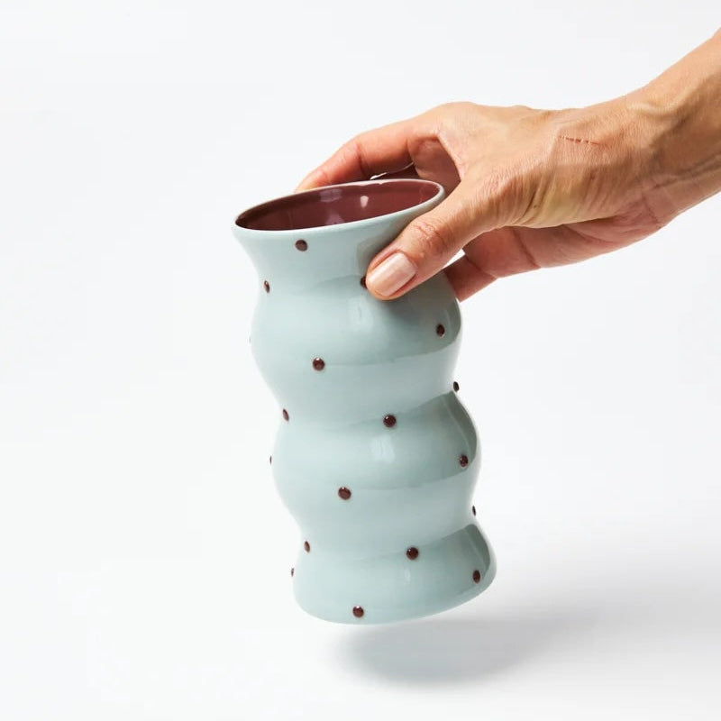 Palma Blue Brown Dotty Vase