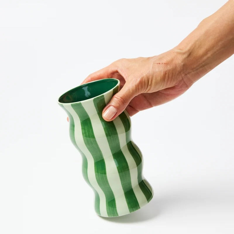 Palma Tonal Green Stripe Vase