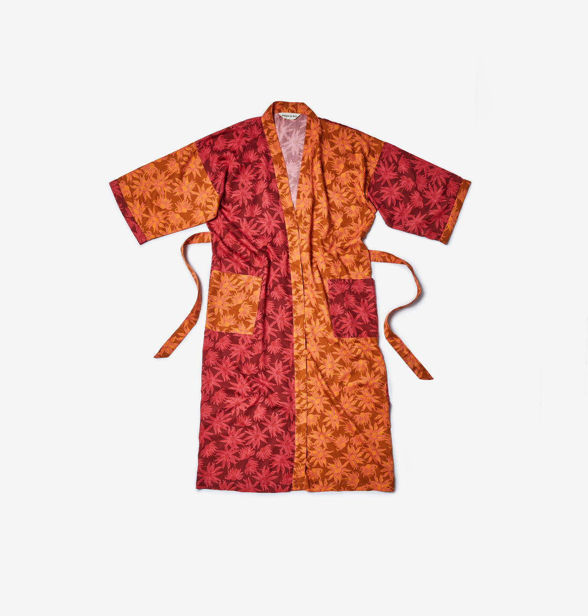 Flannel Flower Cerise Tan Robe