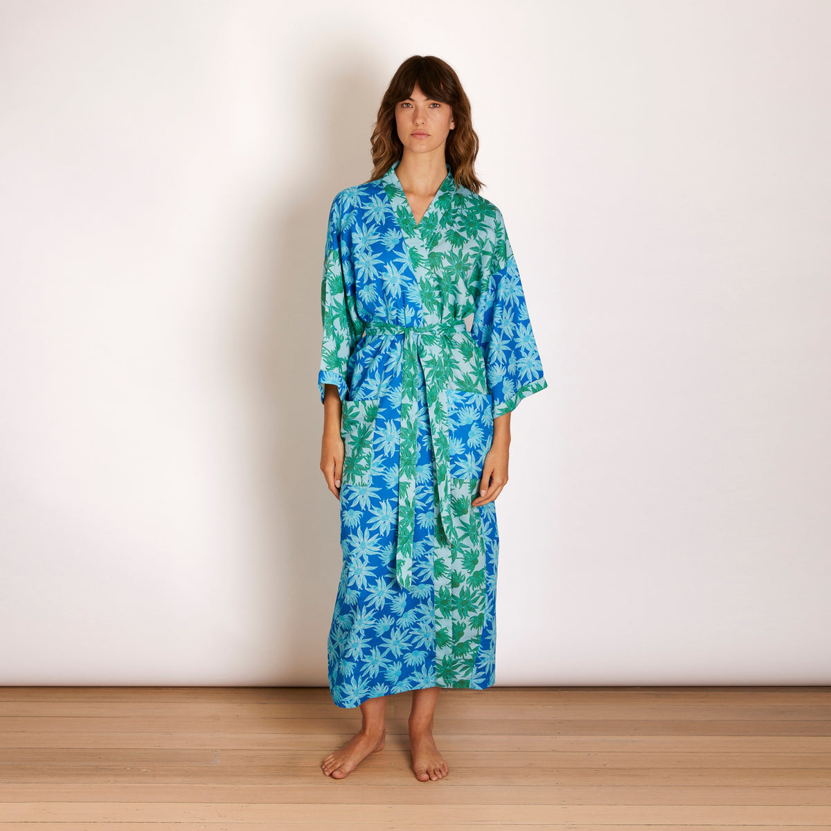 Flannel Flower Blue Green Robe