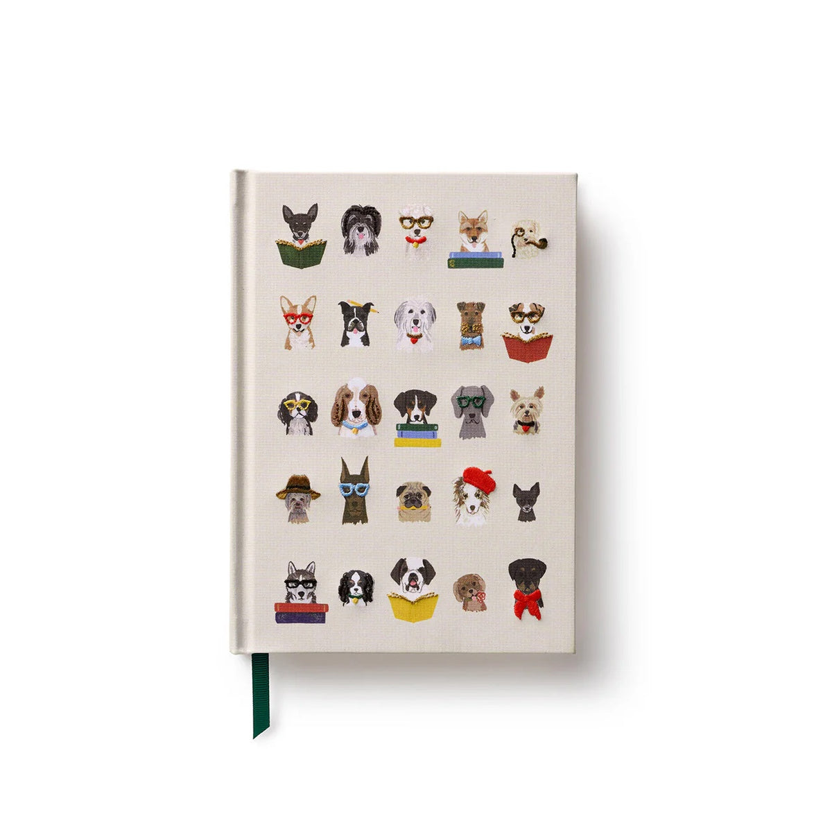Embroidered Fabric Journal / Studious Dogs