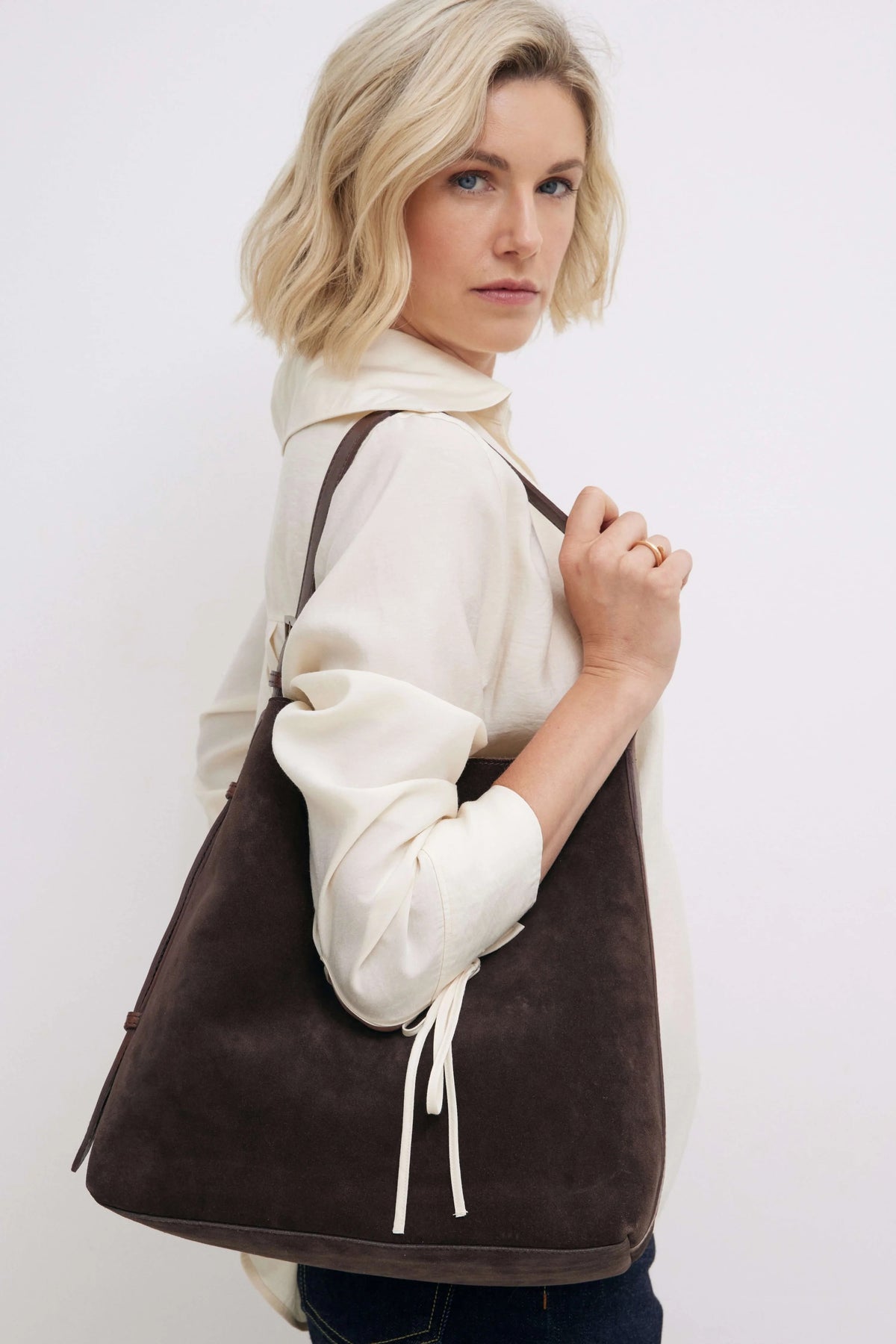Suede Cabas Tote / Chocolate
